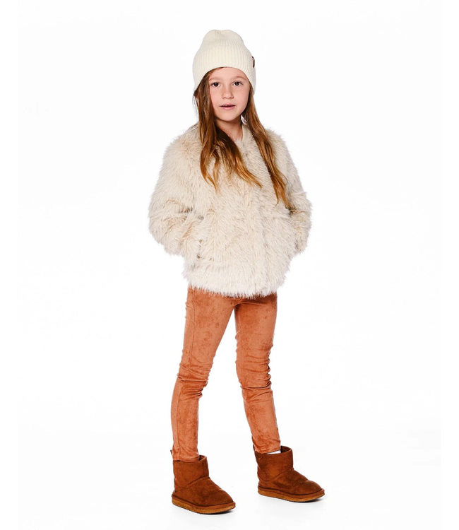 Deux par Deux Short Faux Fur Coat Beige