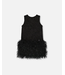 Deux par Deux Sleeveless Bi-Material Lurex Dress With Feathers Black