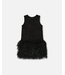 Deux par Deux Sleeveless Bi-Material Lurex Dress With Feathers Black