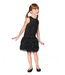 Deux par Deux Sleeveless Bi-Material Lurex Dress With Feathers Black