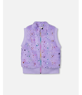 Deux par Deux Faux Fur Zipped Vest Lavender