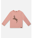 Deux par Deux Organic Cotton Long Sleeve T-Shirt Dusty Pink With Sequin Unicorn