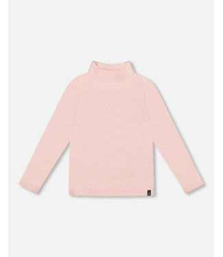 Deux par Deux Super Soft Ribbed Mock Neck Top Pink