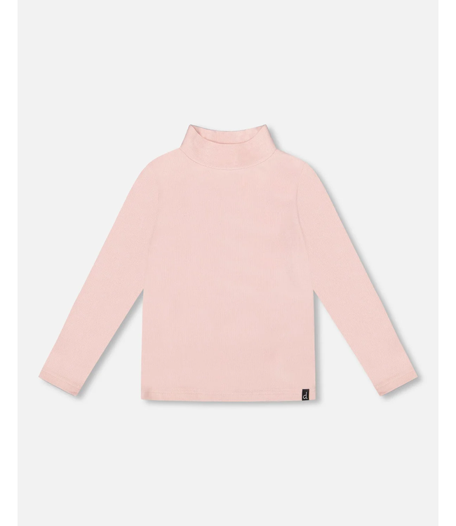 Deux par Deux  Super Soft Ribbed Mock Neck Top Pink