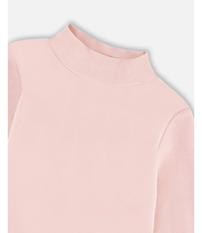 Deux par Deux  Super Soft Ribbed Mock Neck Top Pink