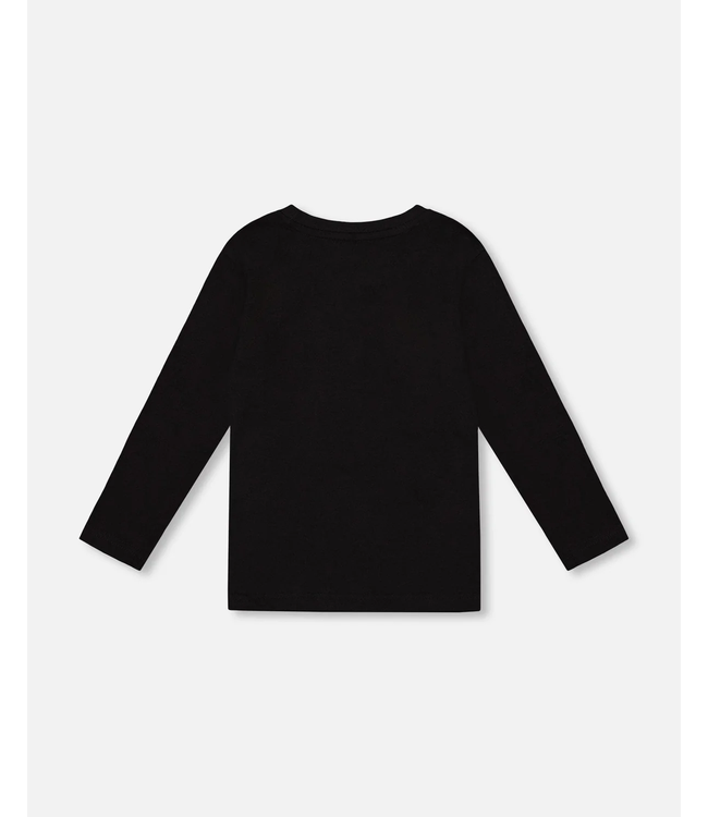 Deux par Deux Cotton Jersey Pocket T-Shirt Black