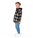 Deux par Deux Hooded Polar Fleece Overshirt With Hood Black And Brown Plaid