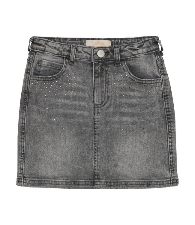 Creamie Denim Skirt with Embellished Details Charcoal Grey