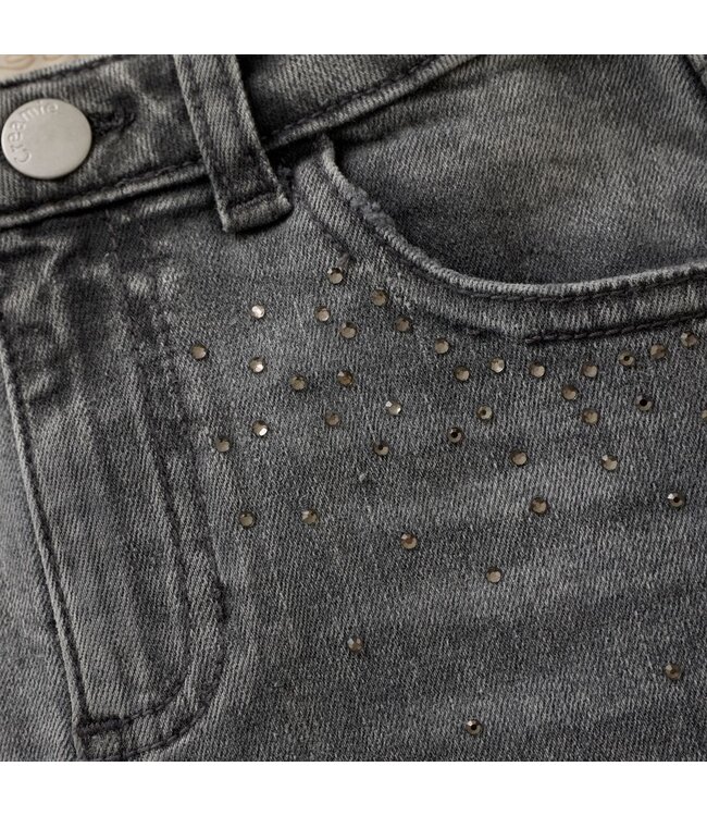 Creamie Denim Skirt with Embellished Details Charcoal Grey