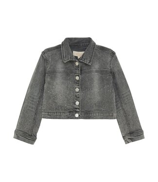 Creamie Embellished Denim Jacket Charcoal Grey