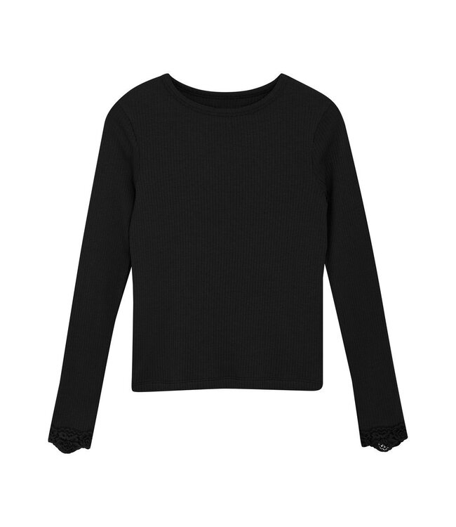 Creamie Long Sleeve Top with Lace Cuffs