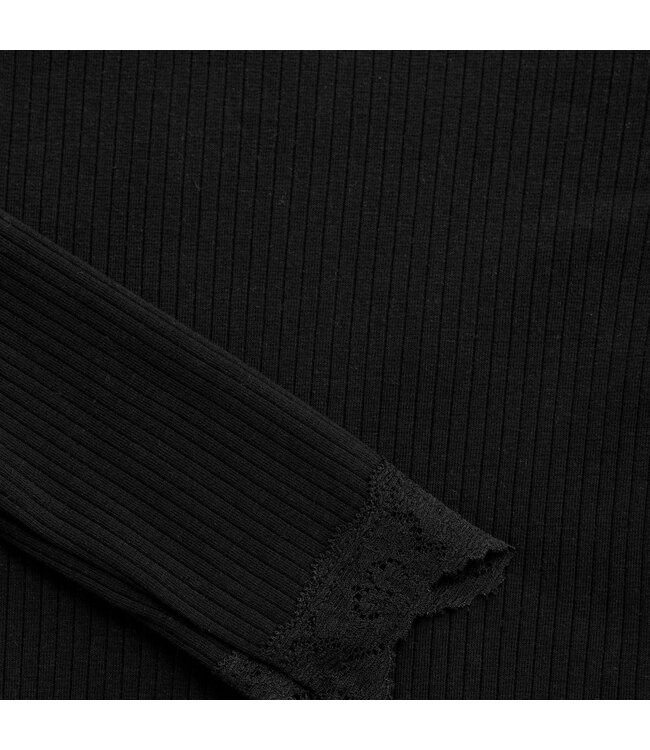 Creamie Long Sleeve Top with Lace Cuffs