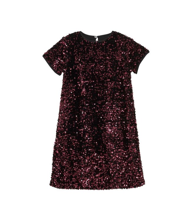 Creamie Velour Sequin Dress  Black/Berry