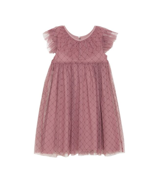 Creamie Heart Mesh Dress Dusty Rose