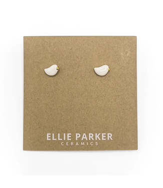 Ellie Parker Ceramics Ceramic Stud Earrings Birdie Gold Accent