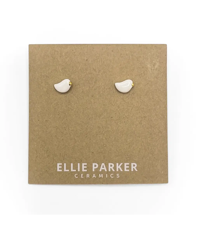 Ellie Parker Ceramics Ceramic Stud Earrings Birdie Gold Accent