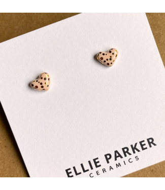 Ellie Parker Ceramics Ceramic Stud Earrings Polka Dot Heart Silver & Gold Dusty Pink