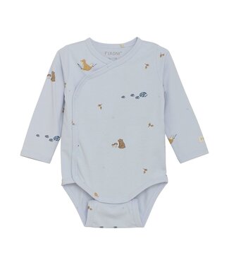 Fixoni Woodland Animal Long Sleeve Wrap Onesie Light Blue