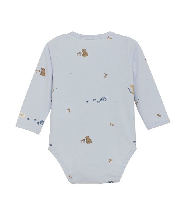 Fixoni Woodland Animal Long Sleeve Wrap Onesie Light Blue