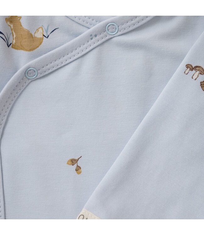 Fixoni Woodland Animal Long Sleeve Wrap Onesie Light Blue