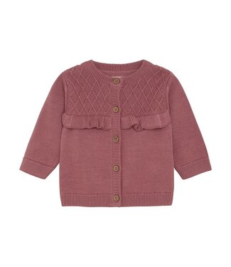 Fixoni Knit Cardigan with Ruffle Rosewood
