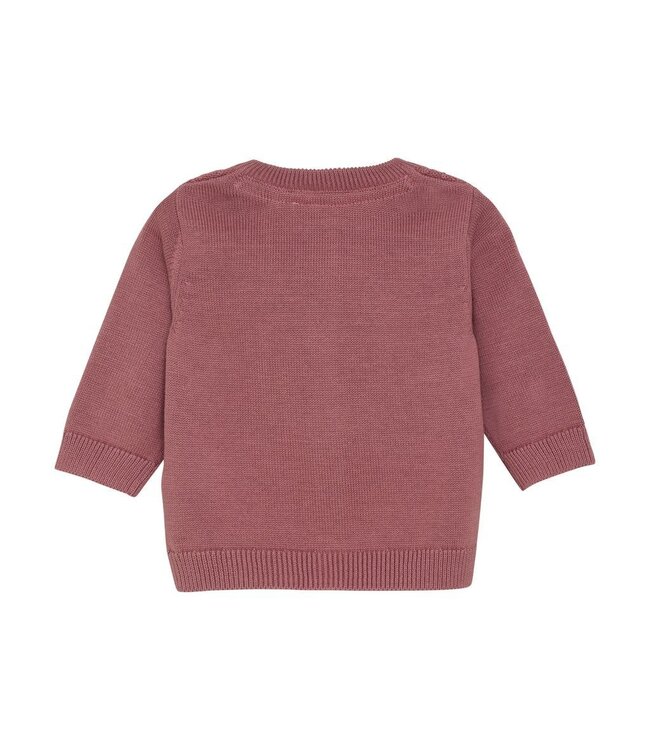 Fixoni Knit Cardigan with Ruffle Rosewood