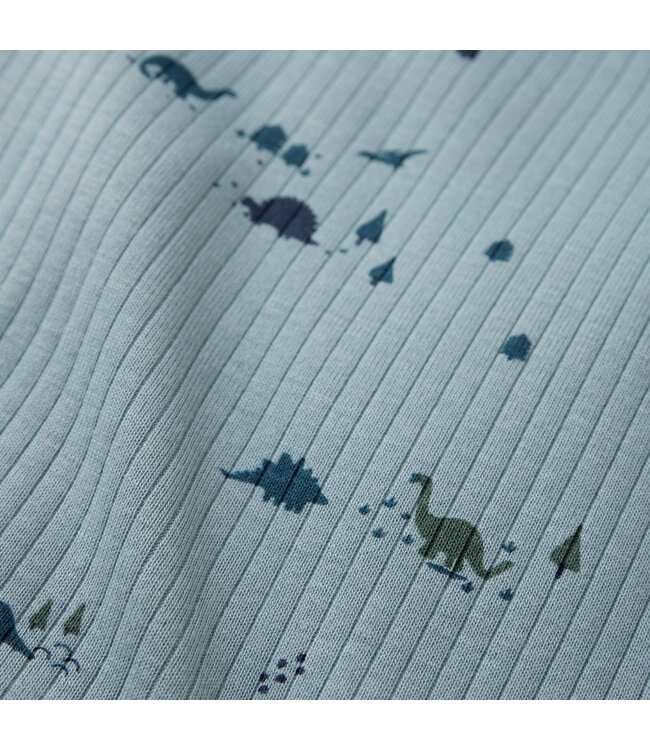 Fixoni Dino Ribbed Long Sleeve Wrap Onesie Blue