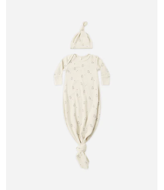 Quincy Mae Knotted Baby Gown + Hat Set Owls