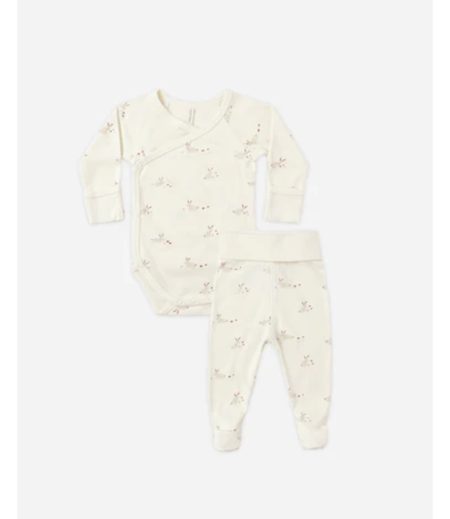 Quincy Mae Side Snap Bodysuit + Pant Set Bunnies