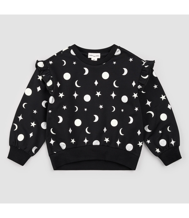 Miles the Label Celestial Glow-in-the-Dark & Foil Print on Black Sweatshirt