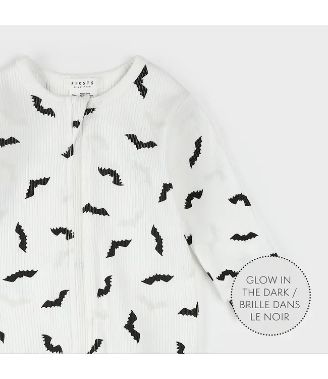 Petit Lem Bats Glow in the Dark Print on Off-White Sleeper