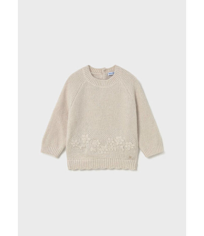 Mayoral Infant Knit Sweater Floral Glitter