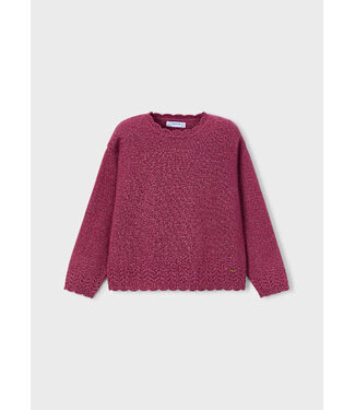 Mayoral Smooth Knit Sweater Glitter Burgundy