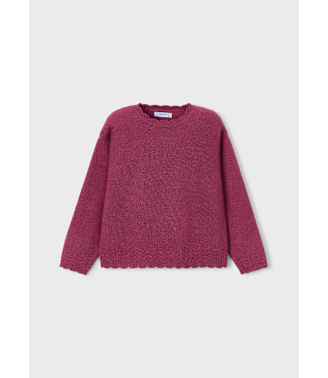 Mayoral Smooth Knit Sweater Glitter Burgundy