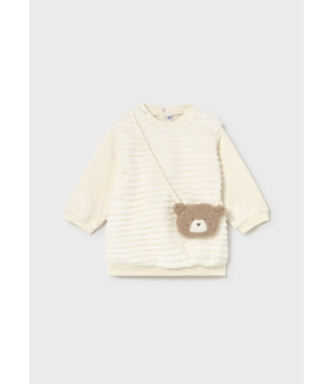 Mayoral Infant Sweatshirt Dress w/ Teddy Bag