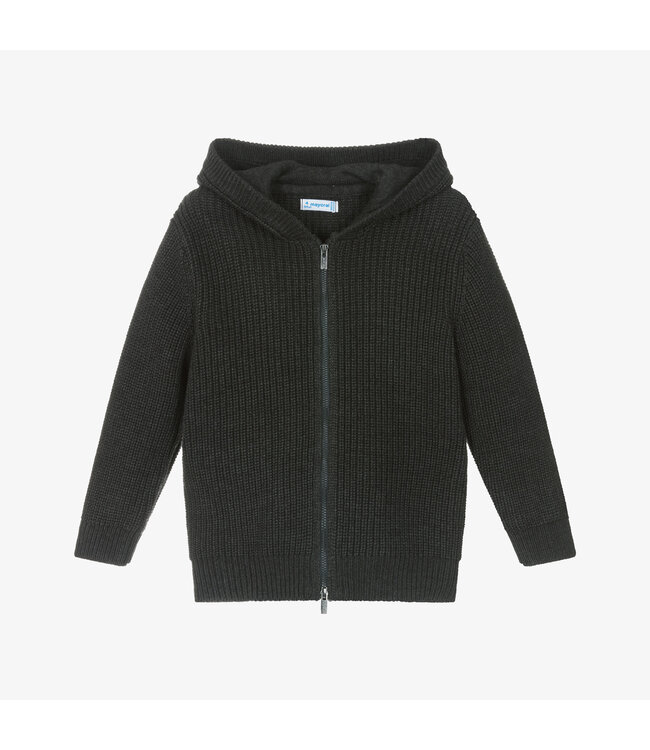 Mayoral Knit Zip Hoodie Charcoal