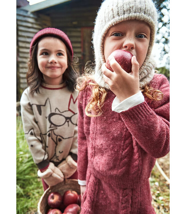 Mayoral Knit Sweater and Skirt Set Heathered Cherry