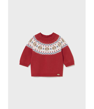 Mayoral Infant Knit Sweater Puppies on Red