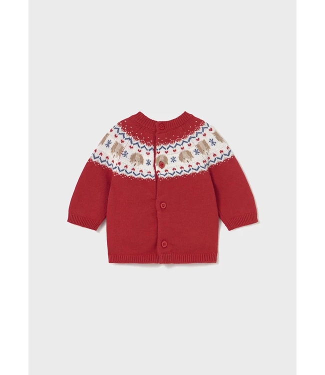 Mayoral Infant Knit Sweater Puppies on Red