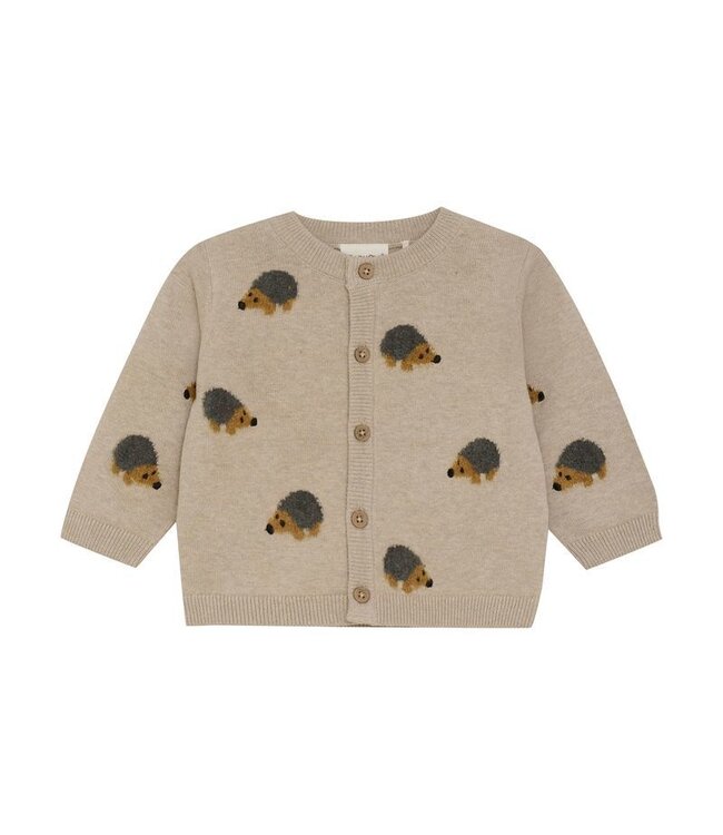 Minymo Knit Cardigan Hedgehogs Beige Melange