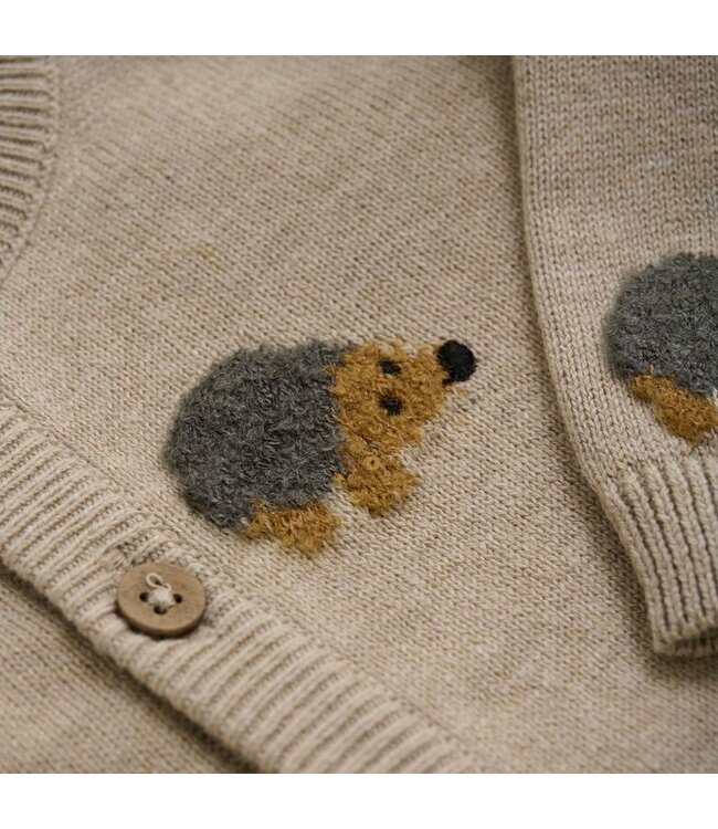 Minymo Knit Cardigan Hedgehogs Beige Melange