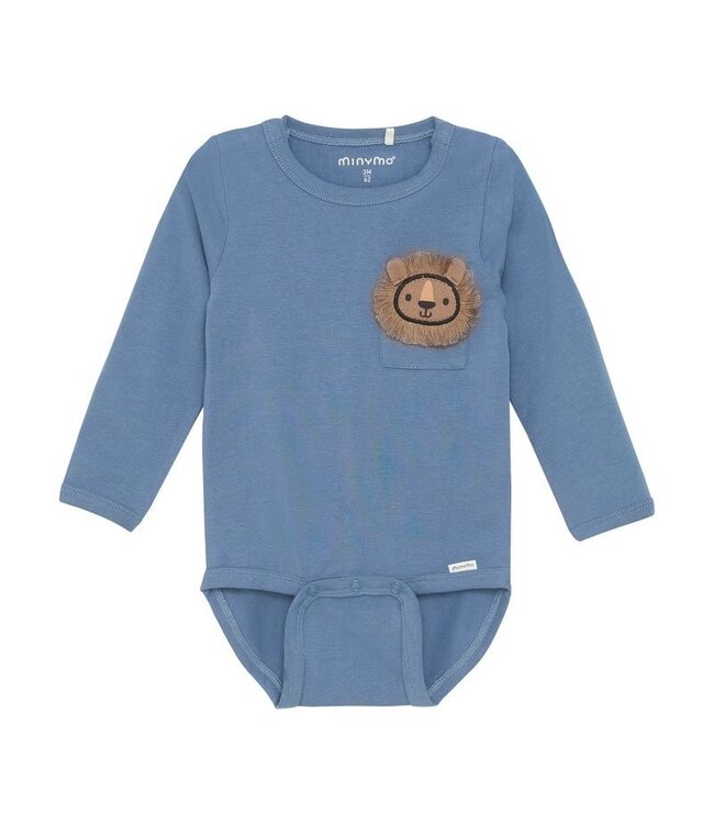 Minymo L/S Bodysuit with Lion Pocket Detail China Blue
