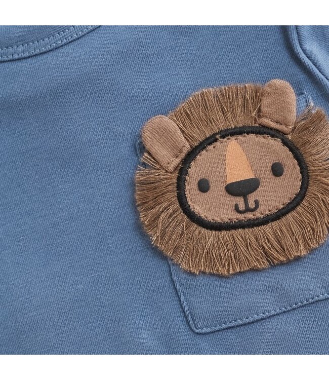 Minymo L/S Bodysuit with Lion Pocket Detail China Blue