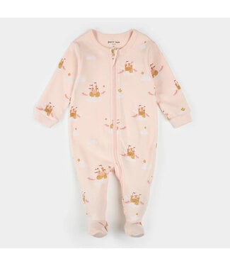 Petit Lem Footed Sleeper Magic Castle Print on Light Pink