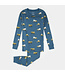 Petit Lem PJ Set Construction Truck Print on Cobalt Blue