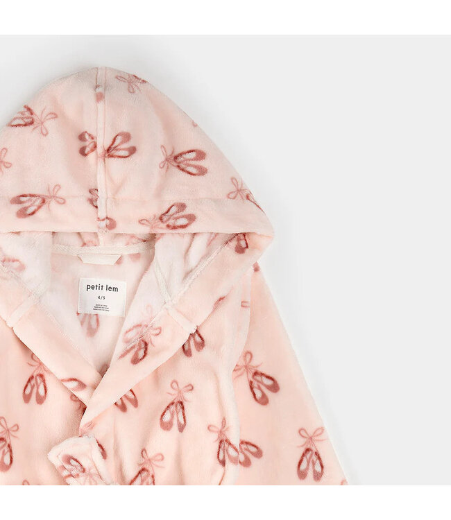Petit Lem Plush Robe Ballet Slippers Print on Light Pink