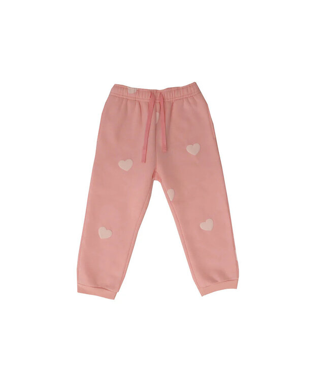 Brunette the Label Little Babes All Over Heart Jogger Pink/White