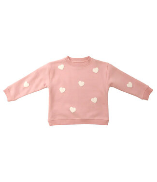 Brunette the Label Little Babes All Over Heart Crew Pink/White