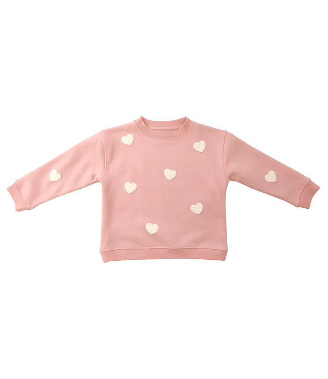 Brunette the Label Little Babes All Over Heart Crew Pink/White