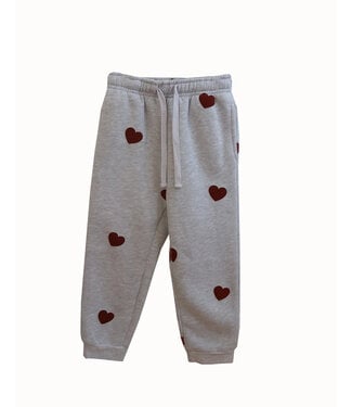 Brunette the Label Little Babes All Over Heart Jogger Grey Melange/Brown